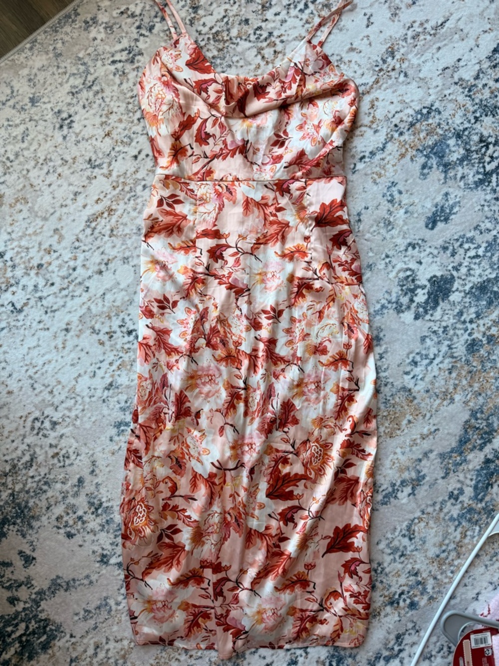 Floral Slip Midi Dress in Blush and Rust